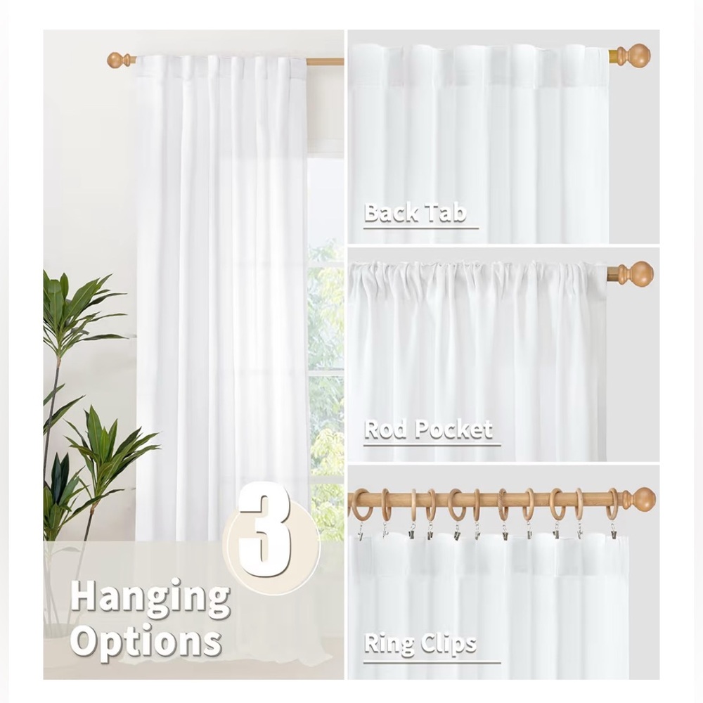 White Linen Curtains - 2 Panels ⭐️ 2 sets available price is PER SET - Picture 10 of 13